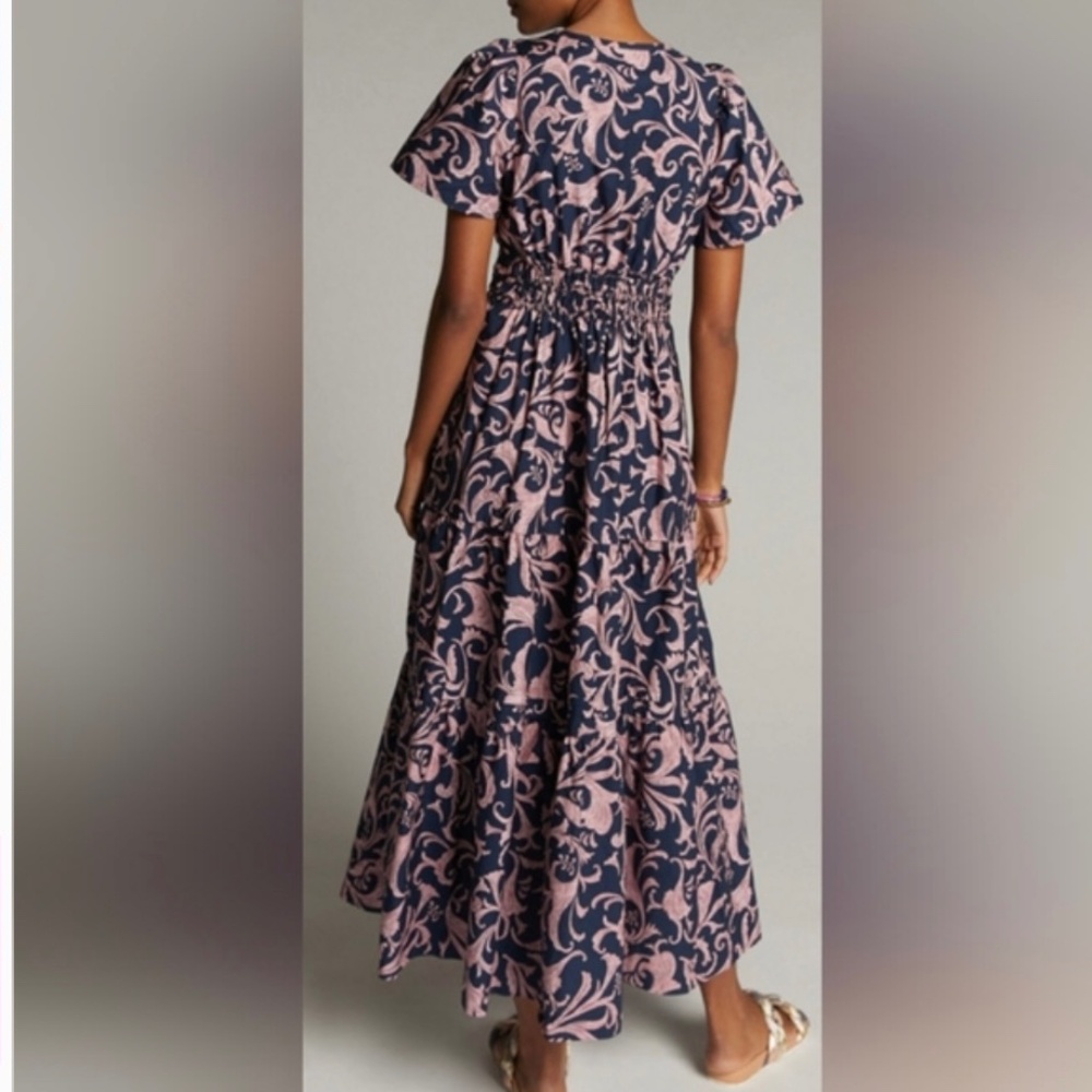 Anthropologie Navy and Pink Maxi Dress - Picture 2 of 2